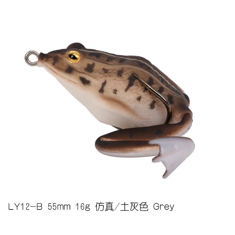 TSURINOYA, Мягкая приманка, LY12, 55 мм, 16 г, лягушка, приманка, эмульсионная лягушка, змееголова, рыболовные приманки, лягушка, двойной крючок, верхняя искусственная приманка - Цвет: gray