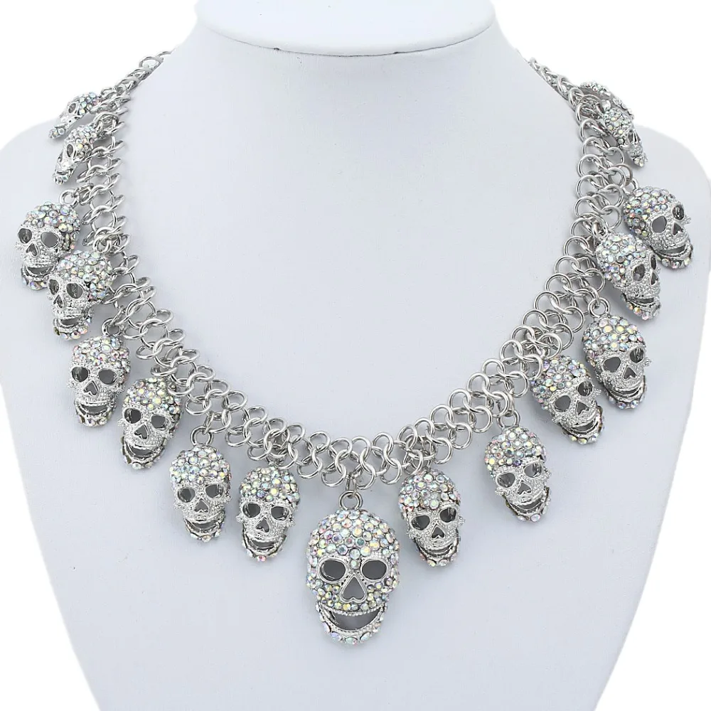 Ожерелье женское с черепом на Хэллоуин кристаллами|choker fashion necklaces|choker necklacerhinestone