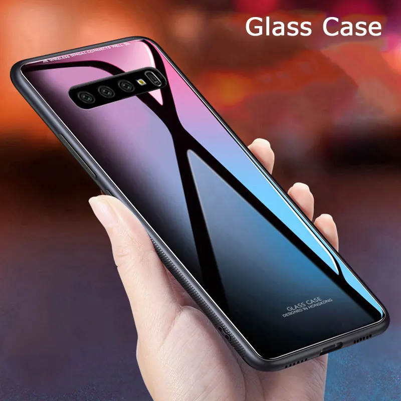 Глянцевый чехол из закаленного стекла для Samsung Galaxy S10 5G стеклянный с мягкими