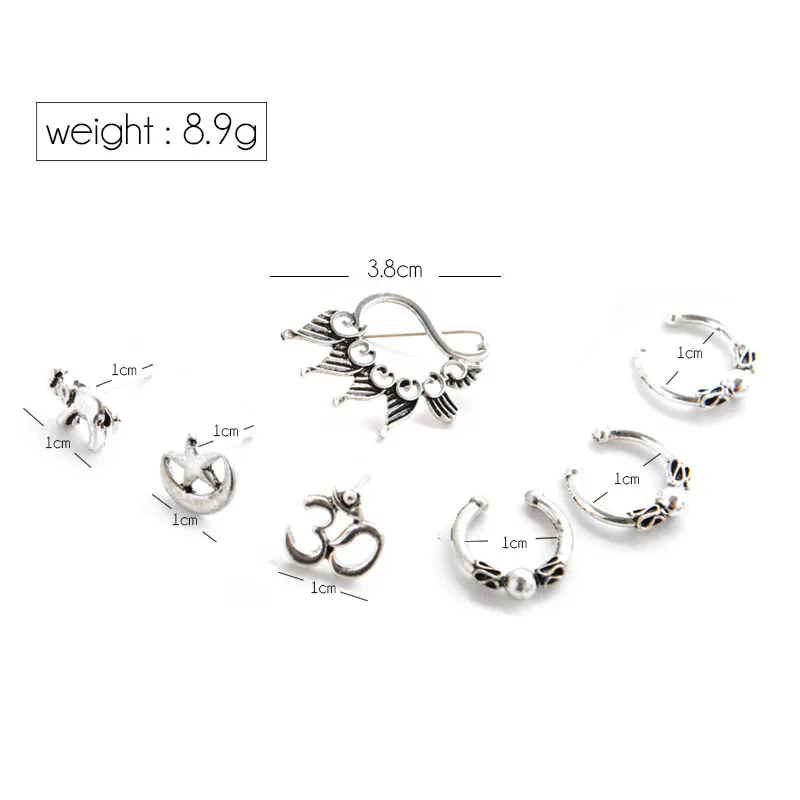 Новые серьги гвоздики в виде слона стиле панк с большим павлином Винтажный