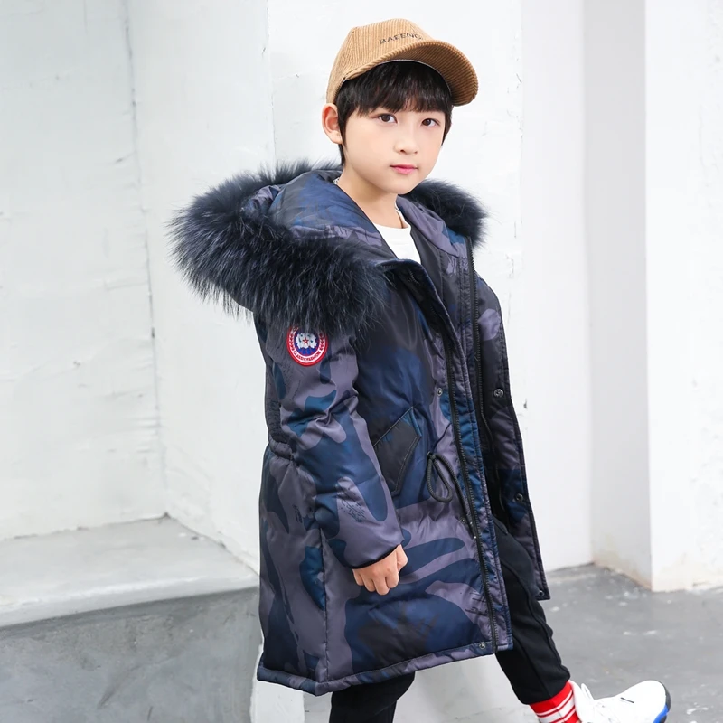 Зима мальчика пуховики детские парки на пуху с натуральным мехом теплые