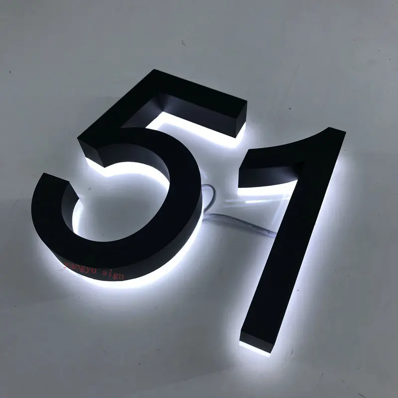 Black Steel W LED Изготовленные на заказ наружные номера адресов дома из нержавеющей стали - Цвет: Black Steel W LED