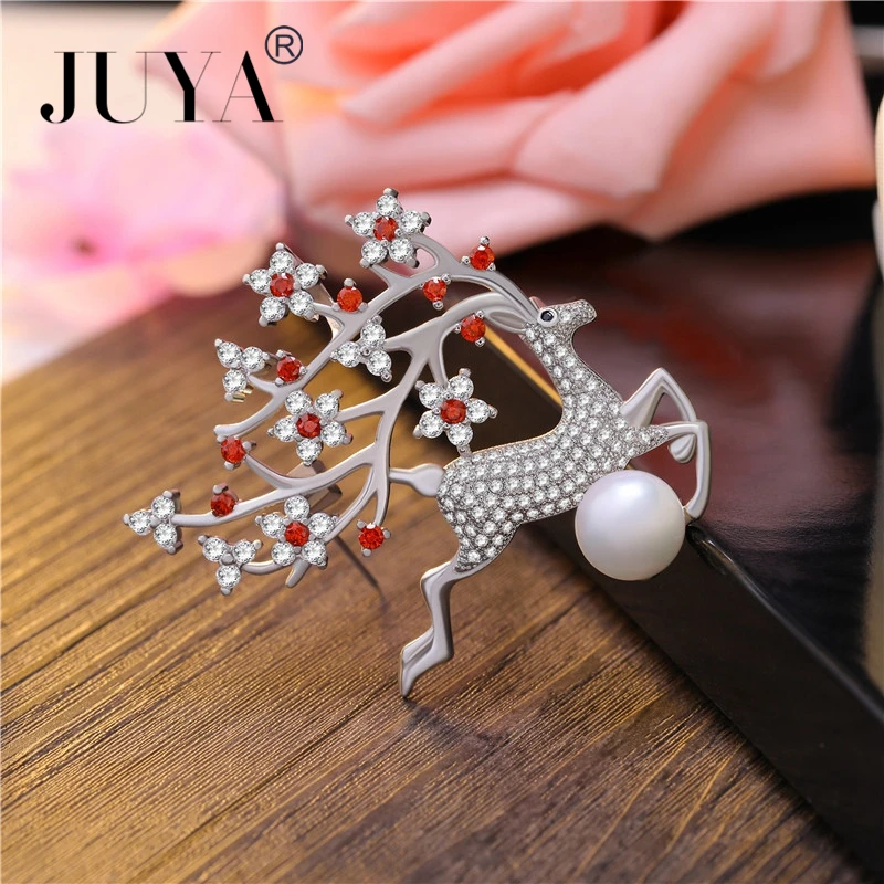 Роскошные микро проложить Циркон Кристалл лося булавки и броши для женщин