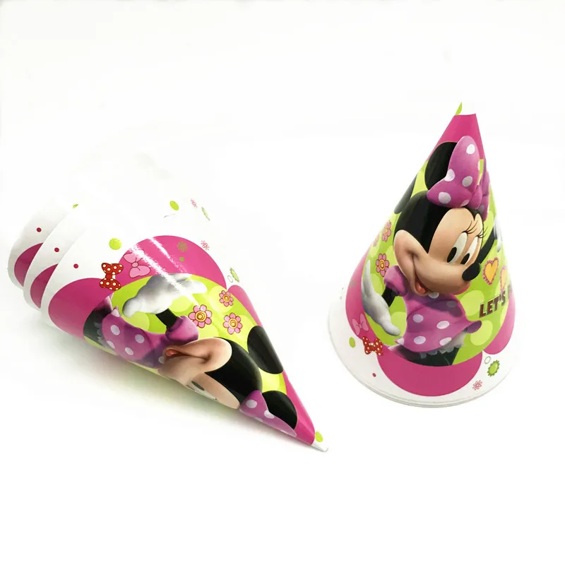 6 шт. Дисней Минни Маус тема одноразовая бумажная шляпа девушка день Рождения