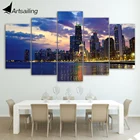 5 шт. холст искусство занят город чикаго вечерний постер холст картина настенные картины для гостиной домашний декор CU-1457C