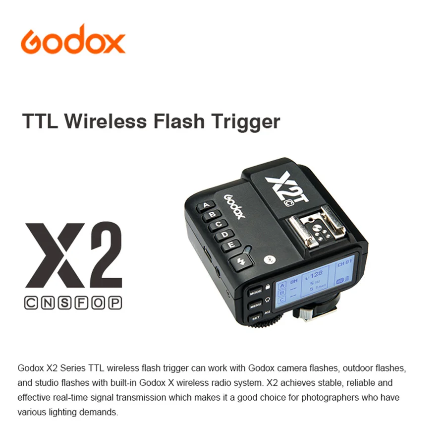 Godox X2 X2T-C X2T-N X2T-S фотокамер Speedlite HSS 2,4 г Беспроводной Вспышка Speedlite передатчик вспышка триггера с X1R-C/N/S приемник для цифровой зеркальной камеры Canon Nikon sony