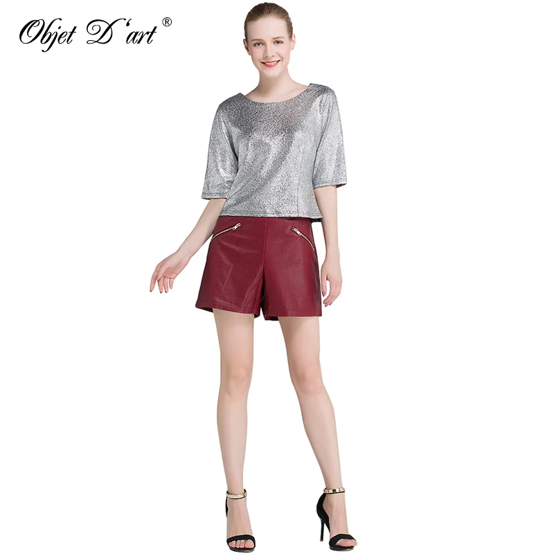 Новинка 2018 Брендовые женские кожаные шорты на осень и зиму тонкие повседневные