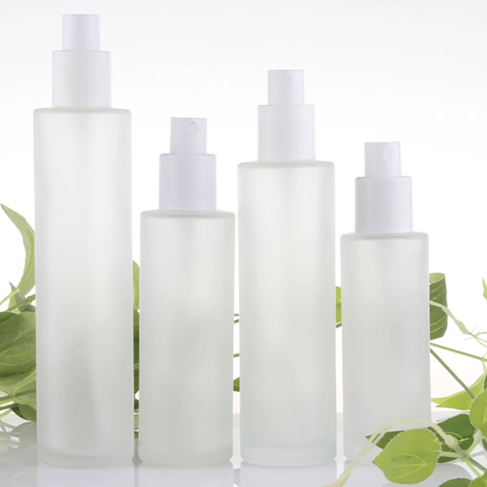 

100PCS A lot frosted glass bottle 30ml with spray lotion and toner pump head cosmetics and skin care packaging
