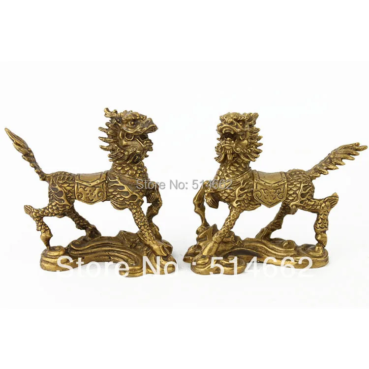 

3 Inch Brass Feng Shui Pair TENGYUN CHILIN / chi lin M1186