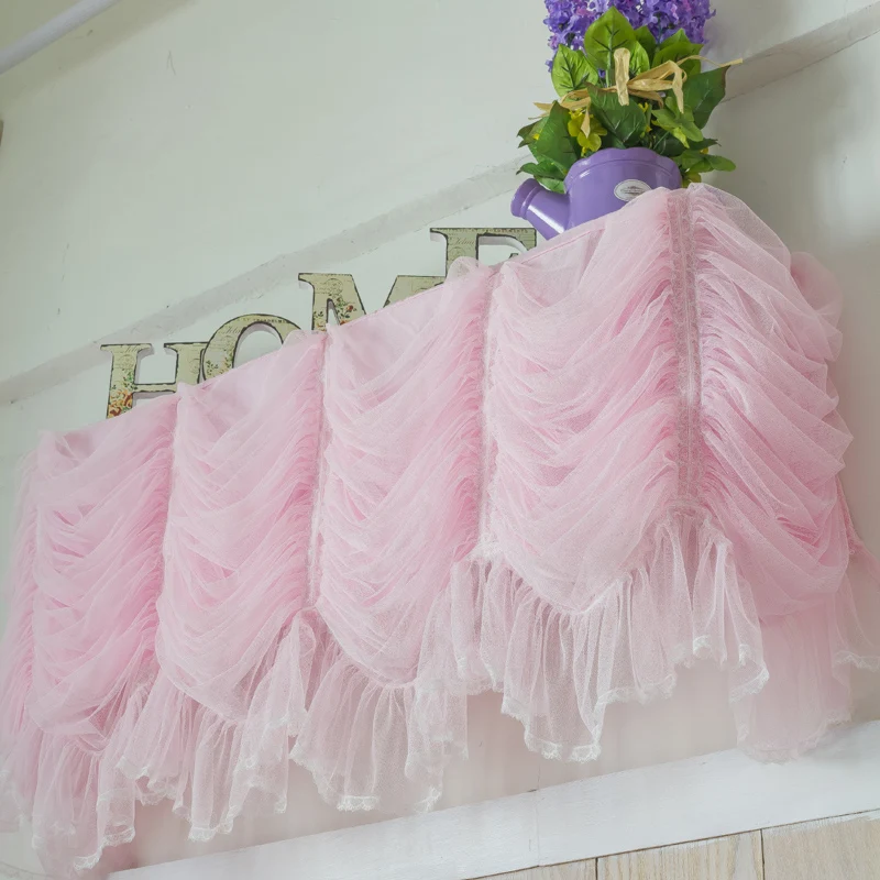 

Sweet lace yarn princess cake layers hanging air conditioner cover curtain LCD covers home textile wedding decoration custom