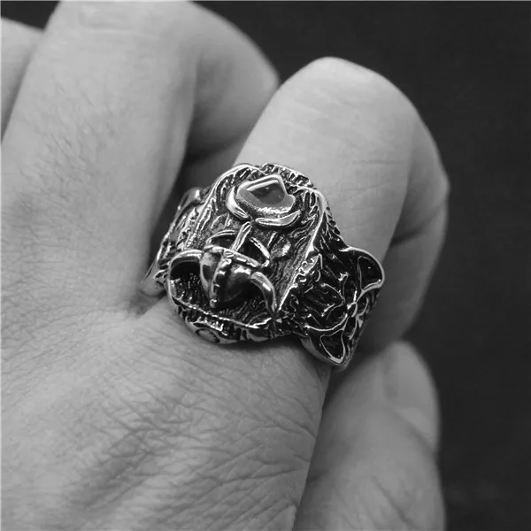 Мужское байкерское кольцо с топором Thor Hammer из нержавеющей стали 316L ювелирное