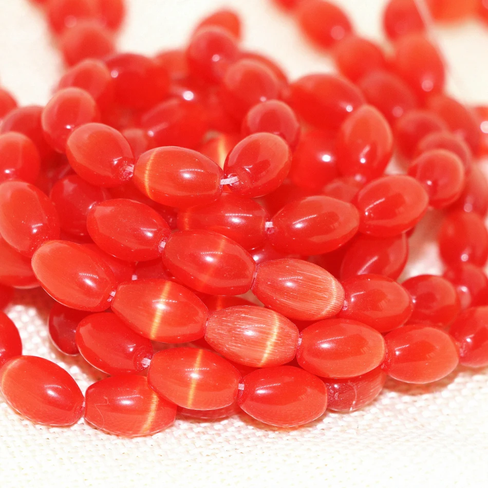 

Top quality red opal rice barrel loose beads 8*12mm cat's eyes crystal factory price high grade women diy jewelry 14inch B1566