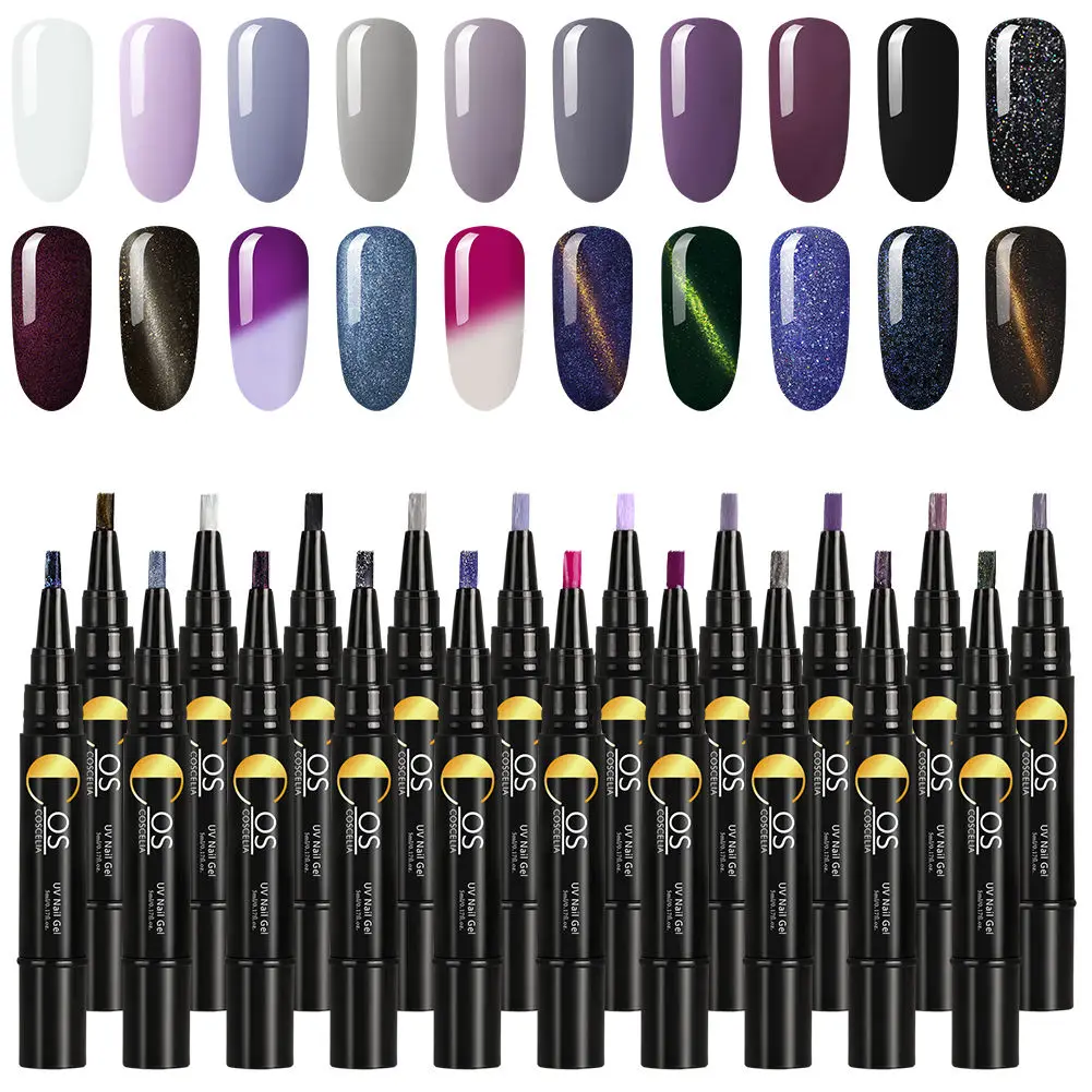 20PC SET 2 COSCELIA 10/20 шт. Гель-лак one step комплект 3 в 1 гель для ногтей, био-Гели Soak Off Гель для ногтей УФ Гель-лак для ногтей, гелевая ручка с блестками без необходимы вещи наивысшего Базовое покрытие - Цвет: 20PC SET 2