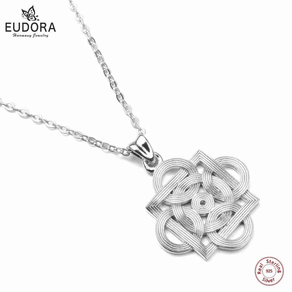 Eudora 925 пробы, серебряное ожерелье, кельтский узел, подвеска с 18 дюймовым чианом для женщин, модное ювелирное изделие, подарок для бойфренда