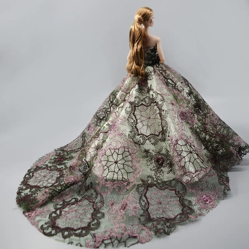 Черная высокая мода свадебное платье для куклы Барби одежда наряды Vestidoes