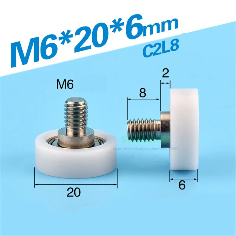 SWMAKER 10 шт. M6 * 20*6 мм плоский шкив пакет POM винт резьбы М6 роликовое колесо