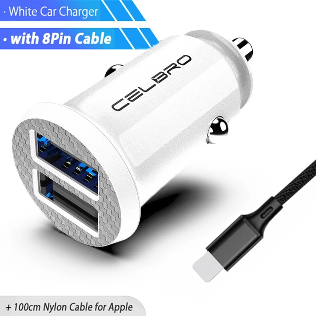White Set for Apple Обновленный мини-Переходник USB для зарядки в машине 15 Вт автомобильное USB зарядное устройство для мобильного телефона Apple iPhone автомобильное зарядное устройство двойной USB Автомобильное зарядное устройство 2 порта - Тип штекера: White Set for Apple