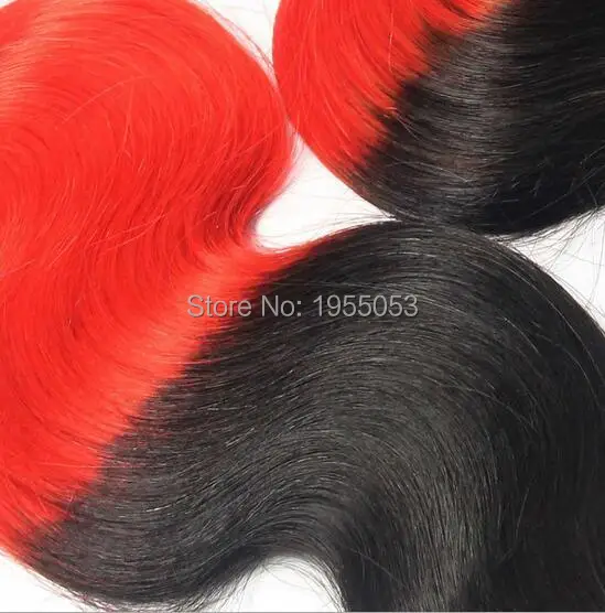 Два тона Человека Hai Переплетения Черный И Красный Наращивание Волос 300 Г 7А дева