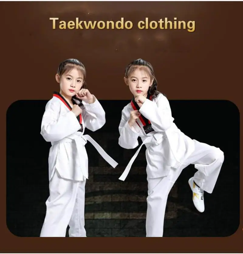 2019 Children Kimono Judo Kickboxing Practice Costume White Kid Boys Girls Taekwondo Suit Karate Tae Kwon Do Clothes Cotton | Детская