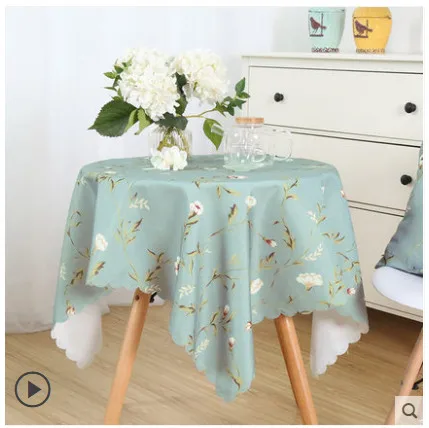 

Скатерть хлопковая для круглого стола в пасторальном стиле с синими цветами, маслостойкая, декоративная, элегантная, водонепроницаемая
