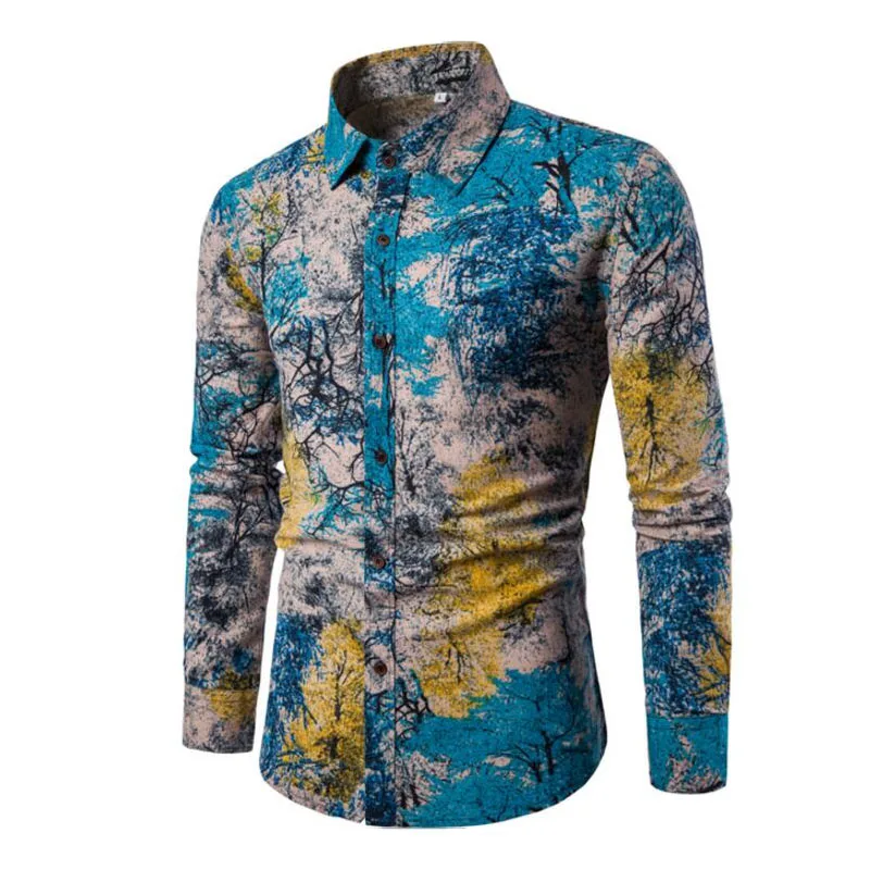 2018 Элитный бренд Модные Гавайский хлопковые рубашки Повседневное Chemise Homme
