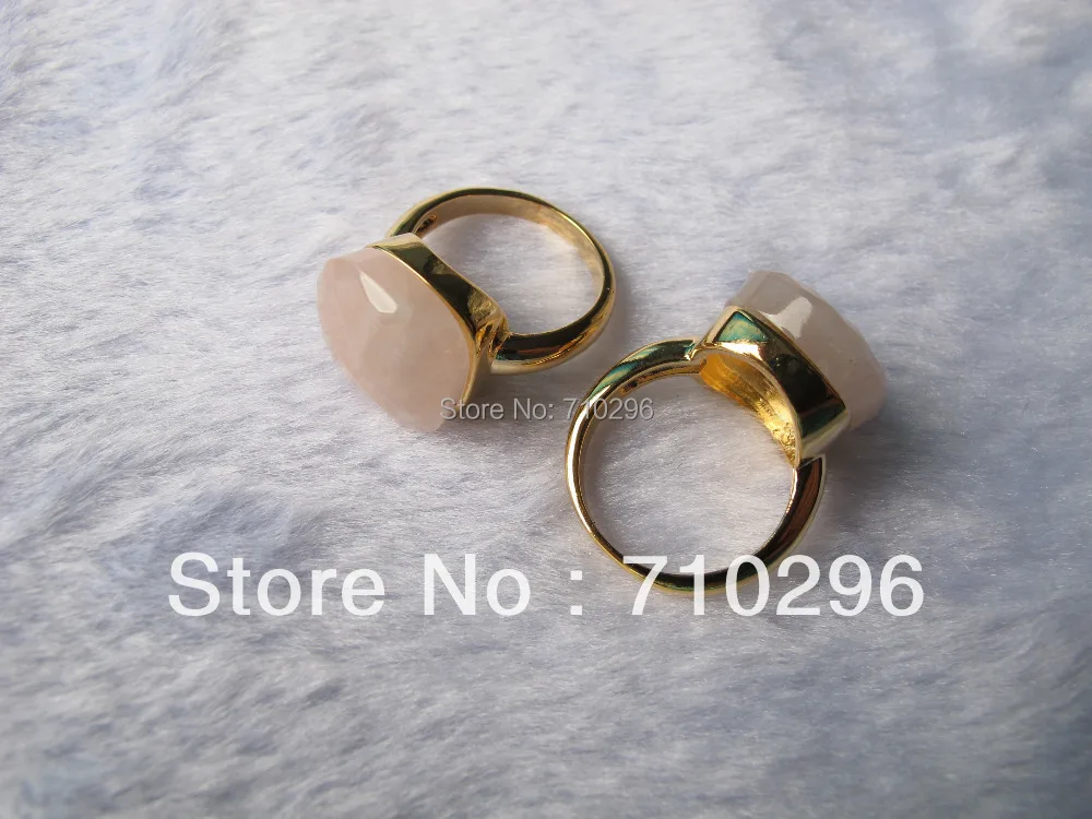 fashion brass ring natural Rose pink quartz crystal gem stone jewelry | Украшения и аксессуары
