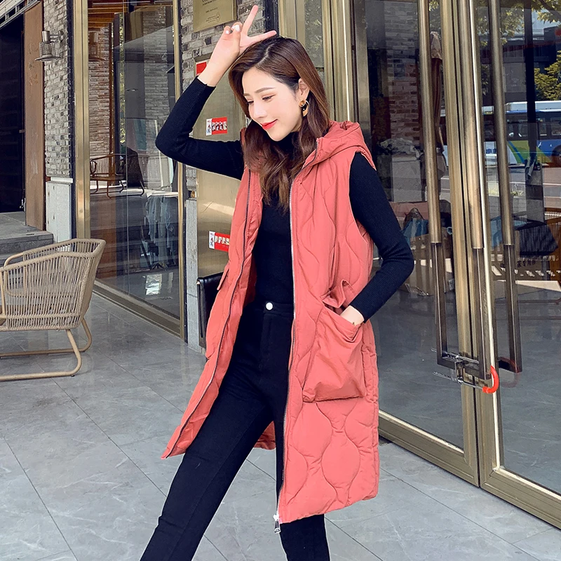 Fitaylor зимний жилет Для женщин с капюшоном из хлопка подкладкой куртка теплые