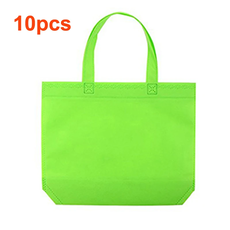 Green 10pcs 10 шт. многофункциональные подарочные сумки для детей на день рождения, для вечеринки, нетканые подарочные сумки, 7 однотонных цветов с ручкой, сумка для покупок, Подарочная сумка DIY - Цвет: Green 10pcs