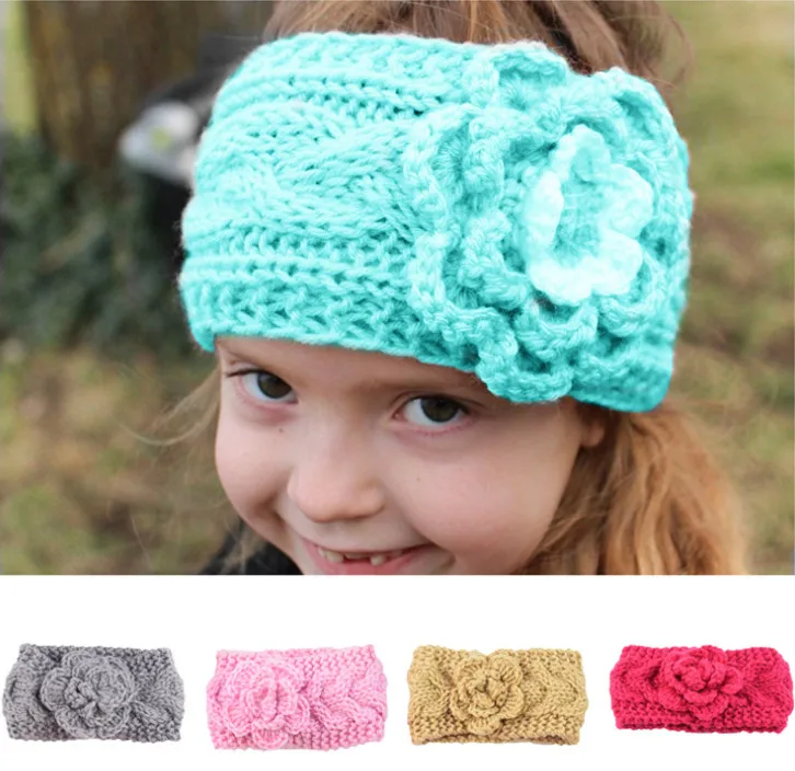 200 шт детский вязаный головной убор Камелия твист шерсть теплая повязка для волос
