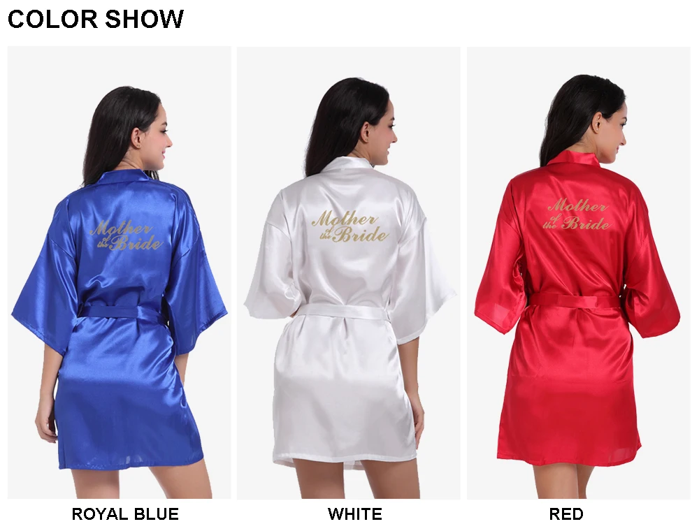 Свадебный халат для мамы невесты, женское сексуальное мини-кимоно, ночная рубашка, атласная пижама