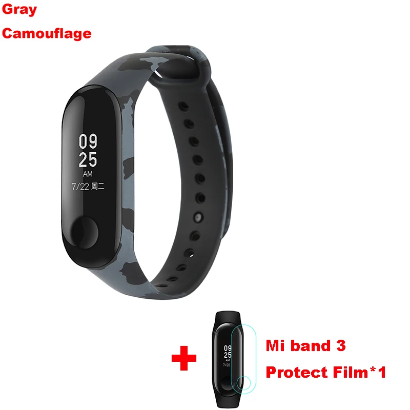 Gray Camouflage Камуфляжный ремешок mi band 3 для xiaomi mi3 умный браслет pulseira для mi band 3 сменные силиконовые аксессуары - Color: Gray Camouflage