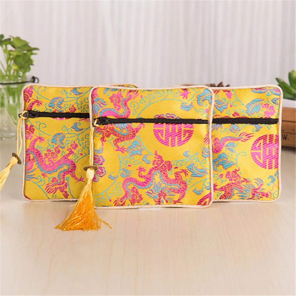 1 шт. шелковые ювелирные изделия китайский стиль монета кисточка сумка на молнии