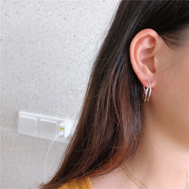 925 Sterling Silver Hip Hop Round Earrings for Women Large Circle Twist Piercing Hoop Earring Dropship Suppliers | Украшения и