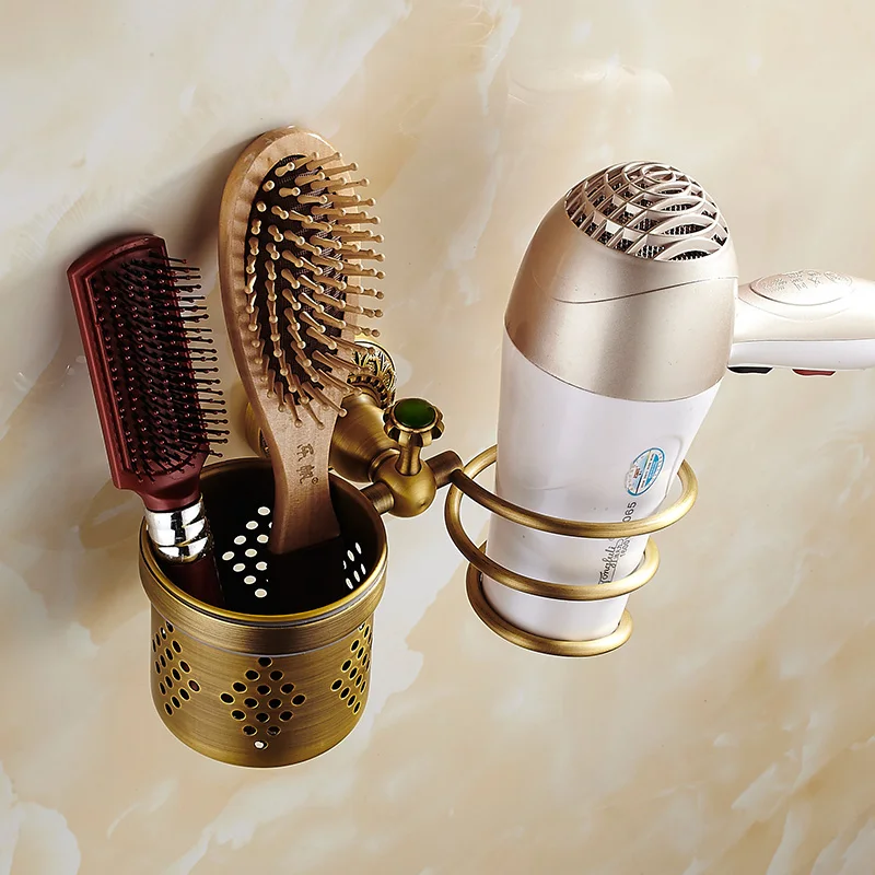 Bathroom Shelves Hair Dryer Holder Wall Mounted Antique Brass Nail Cliper Comb Storage Shelf Hardware SSL-S23 | Обустройство дома