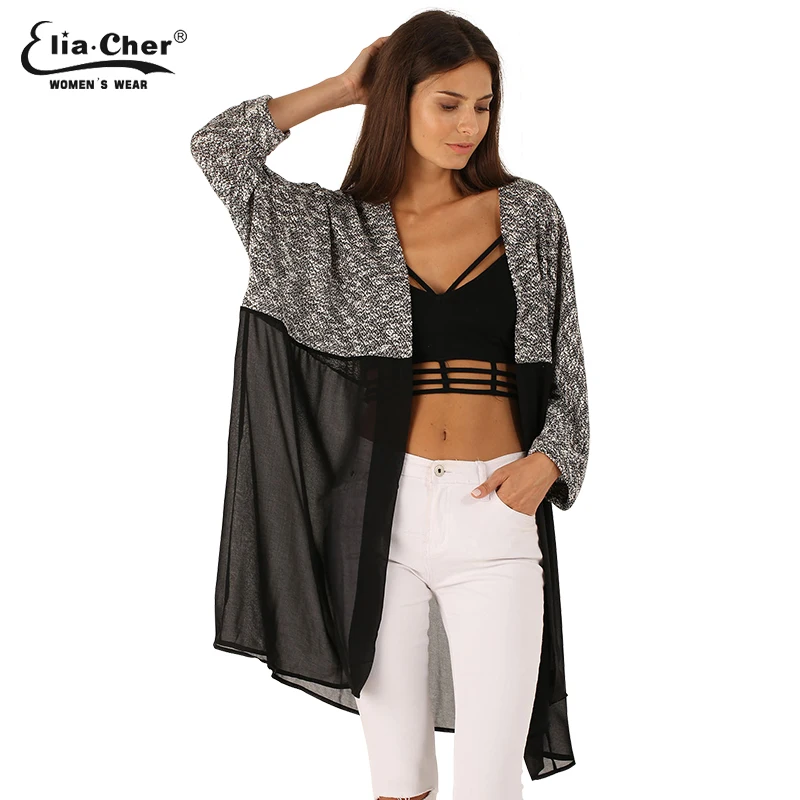 Длинный кардиган женщины свитер шик леди зимние вязаные кардиганы топы Eliacher