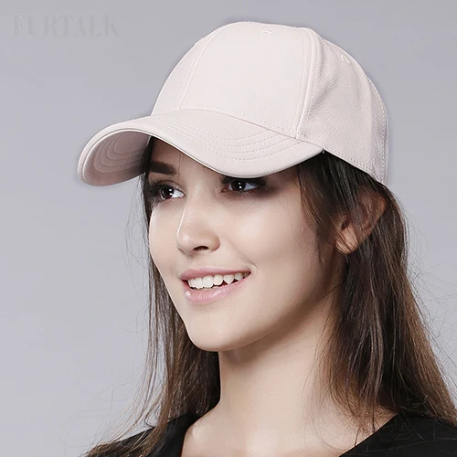 FURTALK высокое качество unisex Регулируемые Твердые colorwomens Бейсболка регулируемая Snapback шапки для женщин - Цвет: Light Pink