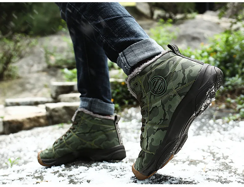 Men Waterproof Ankle Boots Winter Warm Plush Snow Boots Men Outdoor sneaker Work Boots Male Rubber Winter Men's boots Size 46
