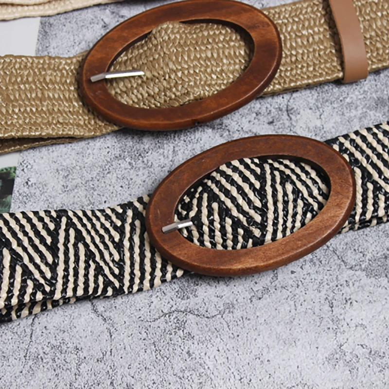 Ремень TOYOOSKY женский Плетеный модный однотонный пояс в этническом стиле с круглой