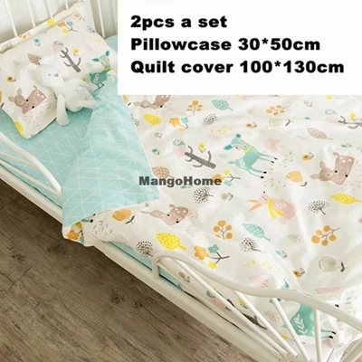 A 2pcs A Set) Customize Baby Bed Quilt Cover And Pillowcase Cotton Kids Bedding Set Dinosaur Unicorn Design Baby Bed Linen - Цвет: A