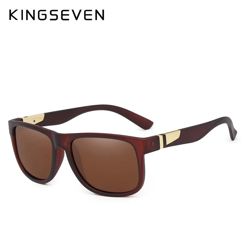 KINGSEVEN, фирменный дизайн, мужские поляризованные солнцезащитные очки, Ретро стиль, квадратный стиль, Классические мужские солнцезащитные очки, Ретро стиль, Gafas UV400 - Цвет линз: BROWN