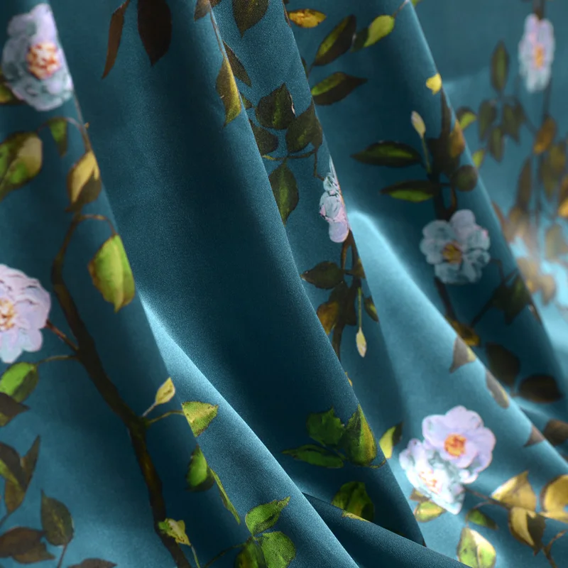High-end silk stretch satin fabric digital inkjet heavy drapes cheongsam dress Wholesale cloth | Дом и сад