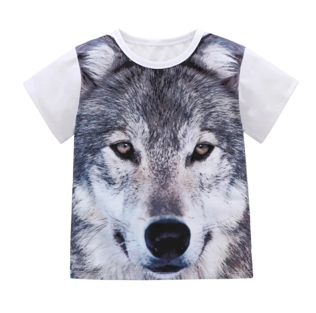 Wolf Повседневная Детская футболка с короткими рукавами с принтом тигра и животных для мальчиков и девочек топы, одежда мягкая хлопковая одежда с круглым вырезом для маленьких детей - Цвет: Wolf
