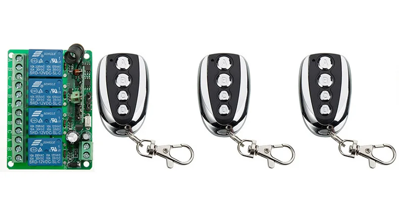 DC12V 4CH Радио пульт дистанционного управления Управление приемник переключателя 3