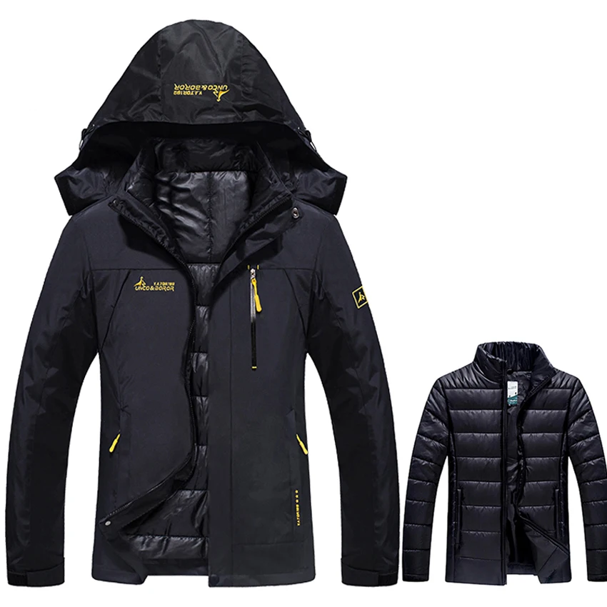 Зимние женские куртки из 2 предметов спортивные водонепроницаемые пальто с