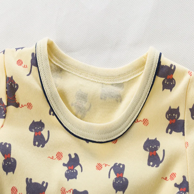 New kids pajamas 2-8Years Pyjamas Boys Cartoon Nightwear girls cotton sleepwear Children Cute kitten and stars patter Clothes | Детская