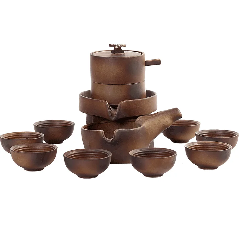 

Tea set home creative retro ceramic teapot Kung Fu cup semi-automatic anti-scalding insulation lazy tea maker ZP503934