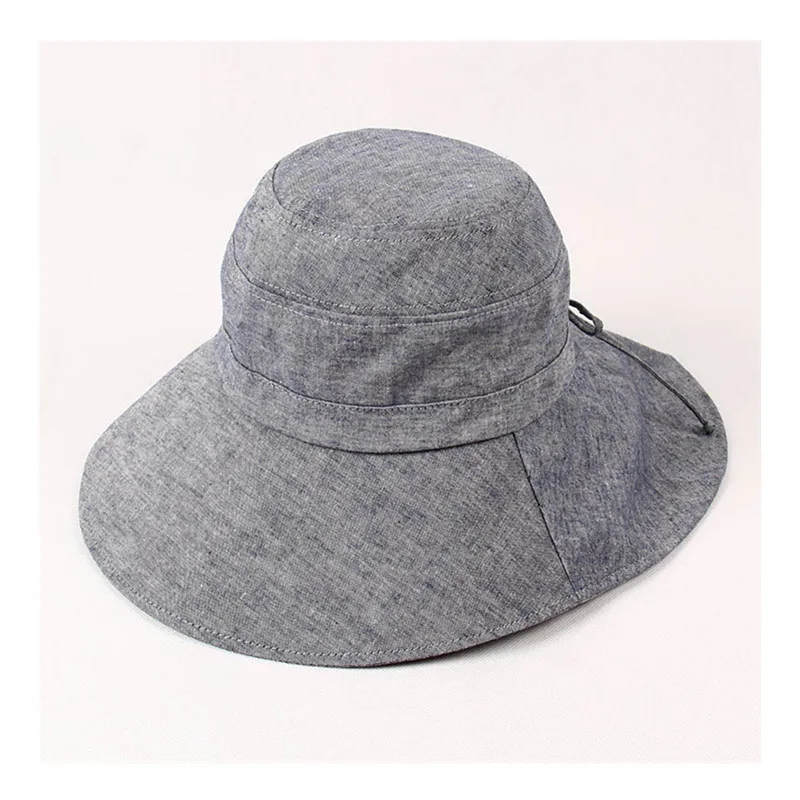 Denim blue Новая модная женская хлопковая шляпа от солнца с бантом с широкими большими полями, летняя пляжная Складная Кепка с защитой от ультрафиолета - Цвет: Denim blue