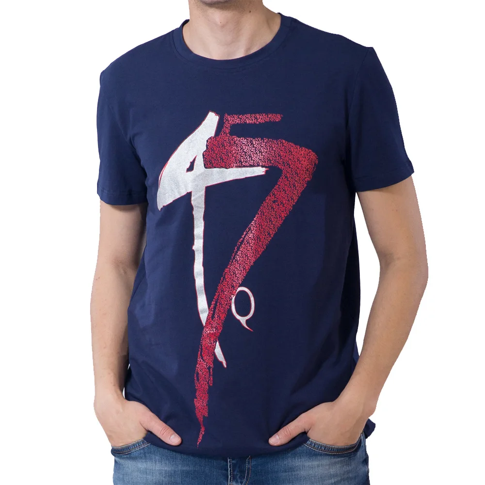 

Мужская Повседневная футболка с принтом, модная мужская короткая футболка с круглым воротником, летняя приталенная хлопковая Футболка наи...