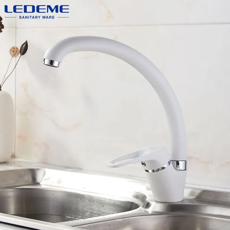 LEDEME Смеситель для кухни с гайкой латунь Цвет: хром / чёрный белый|kitchen faucet|faucet