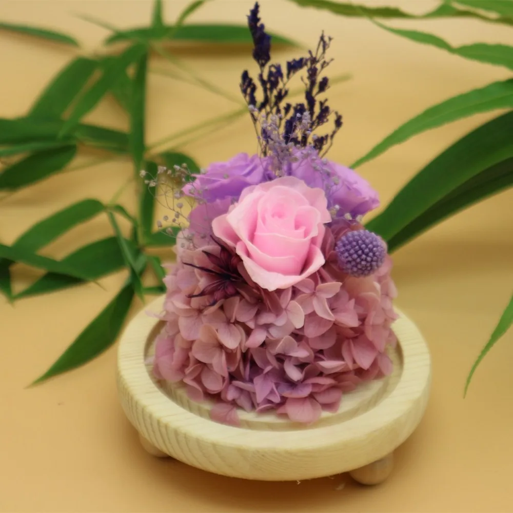 Вечный цветок консервированный бесцветный свежий Гортензия в стеклянной вазе